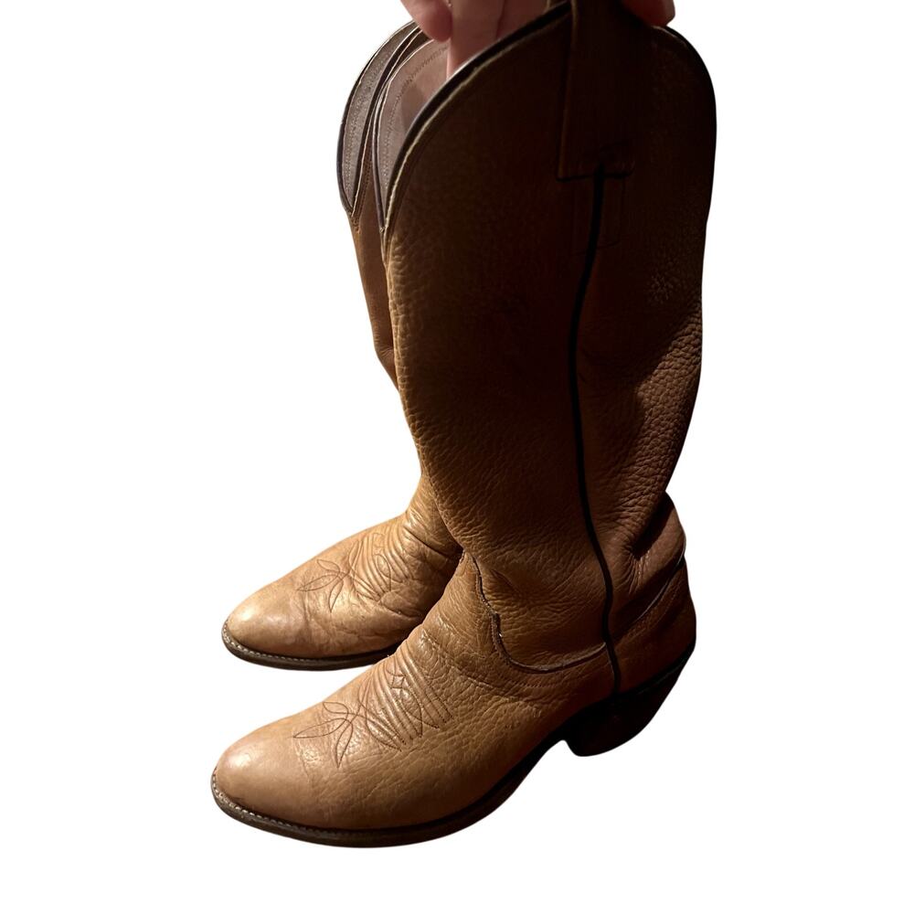 Vintage Olathe Tan Leather Brown Cowboy Boots Men's Size 8 B